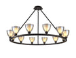 Lathen Round Fixed 12 Light Pendant Cone Glass Satin Black