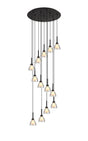 Lathen 2.5m Round 13 Light Pendant Cone Glass Satin Black