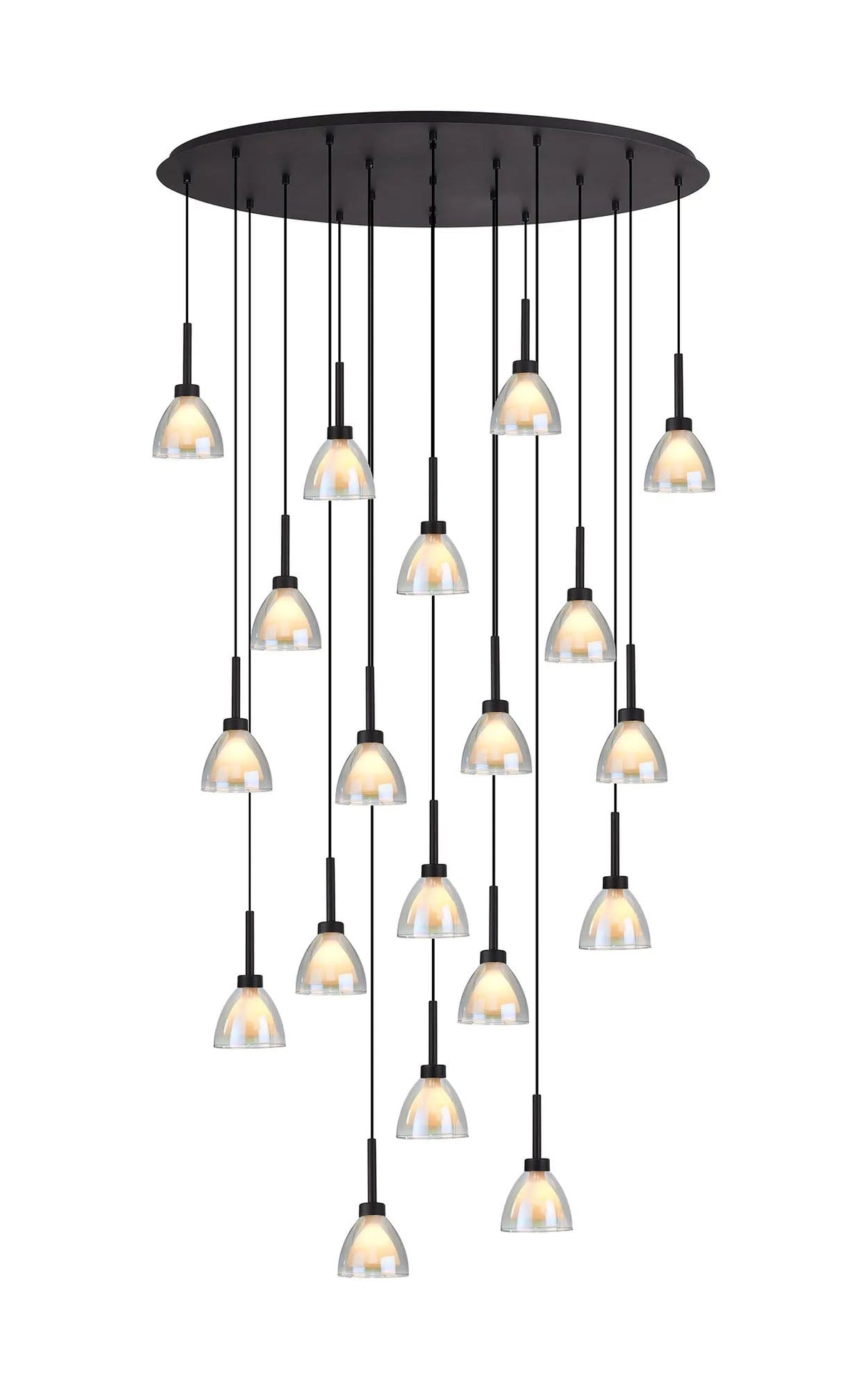 Lathen 2M Oval 19 Light Pendant Cone Glass Satin Black