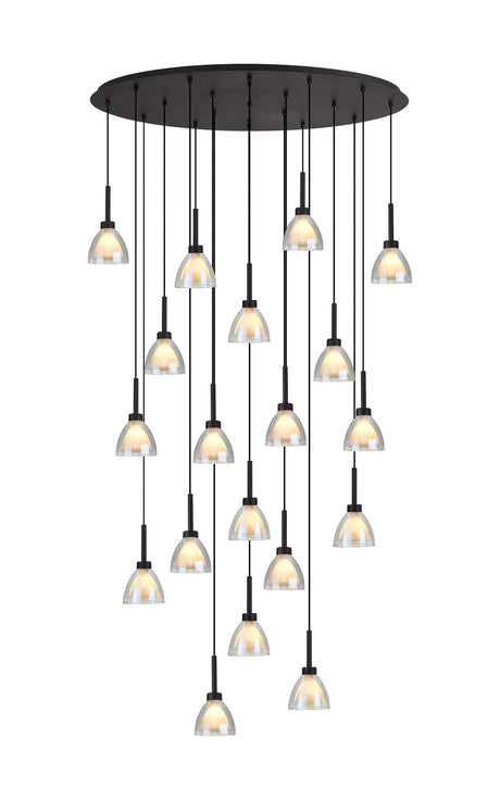 Lathen 2M Oval 19 Light Pendant Cone Glass Satin Black