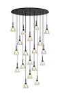 Lathen 2M Oval 19 Light Pendant Cone Glass Satin Black