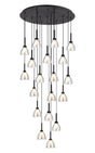 Lathen 3.5m Round 19 Light Pendant Cone Glass Satin Black