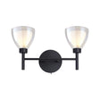 Lathen Switched Wall Lamp 2 Light Cone Glass Satin Black
