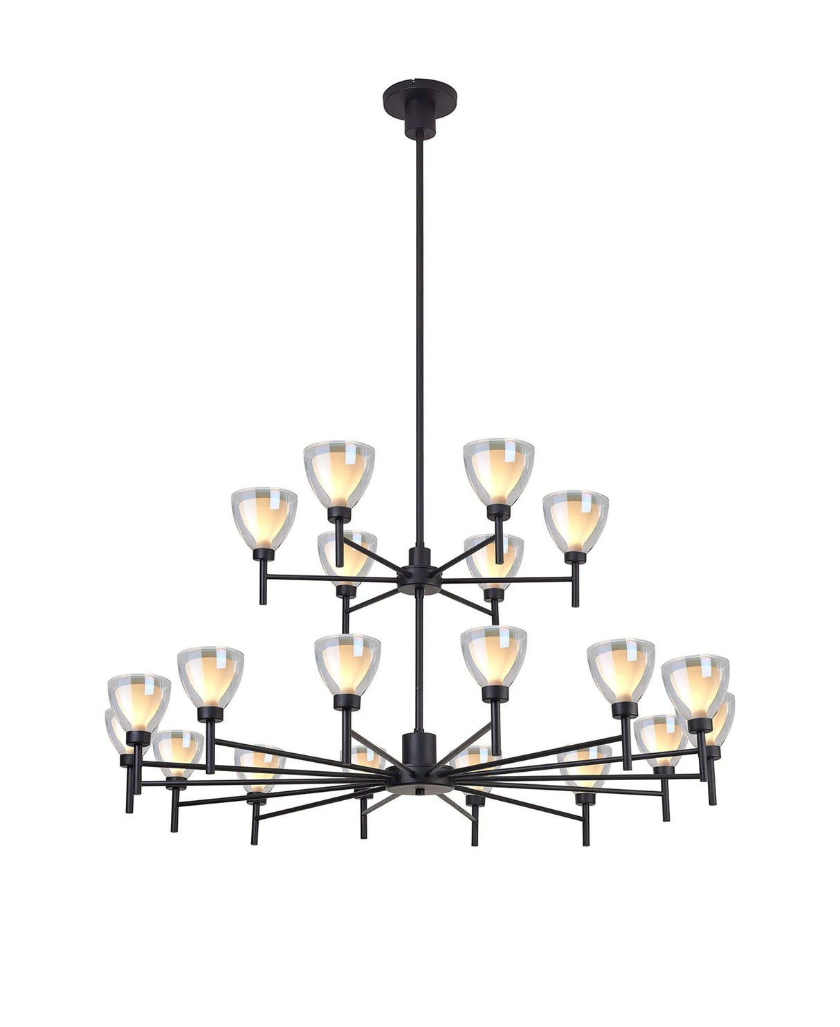 Lathen 2-Tier pendant 20 Light Cone Glass Satin Black