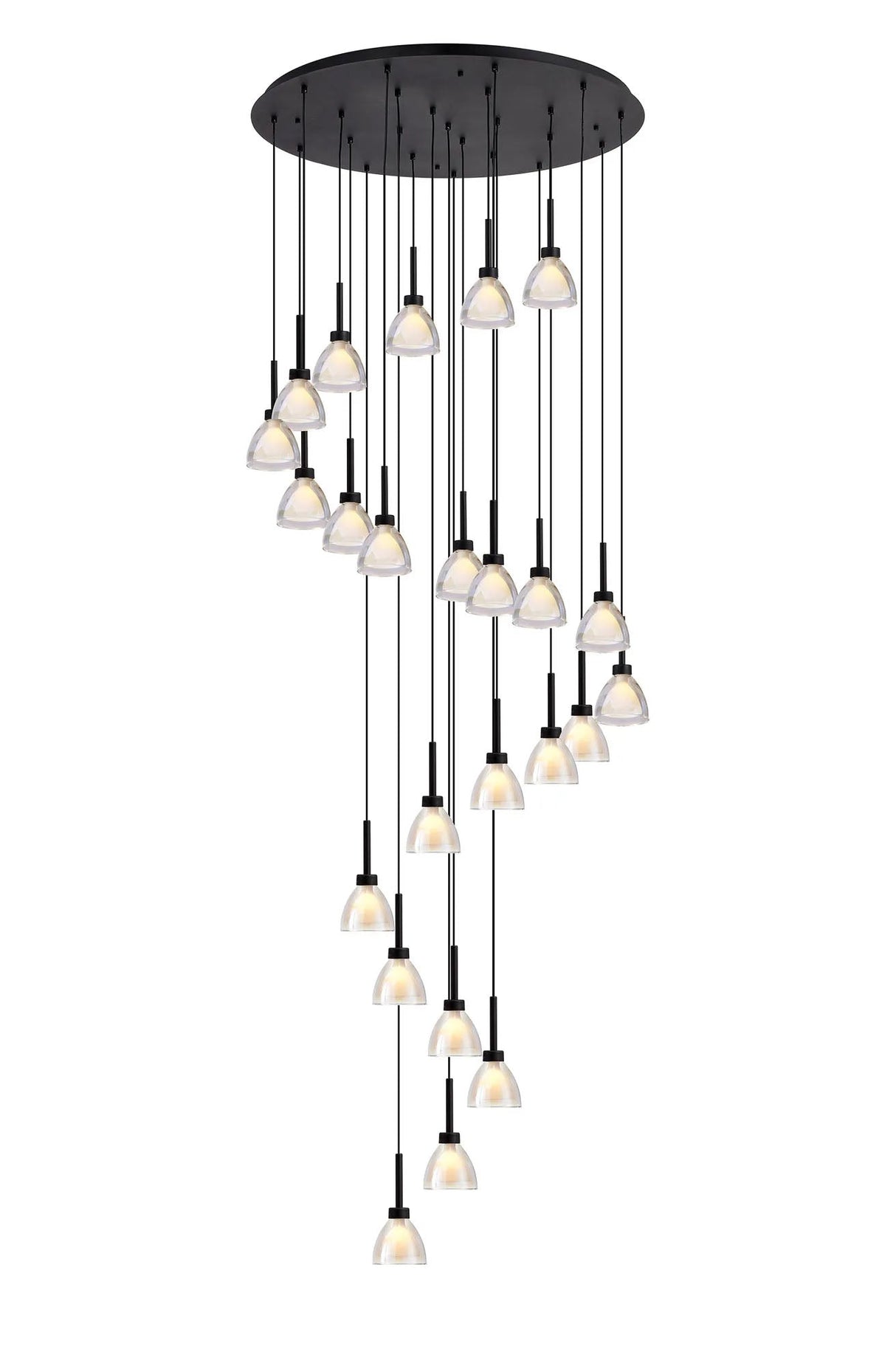 Lathen 5m Round 24 Light Pendant Cone Glass Satin Black