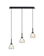 Lathen 2m Linear 3 Light Pendant Cone Glass Satin Black