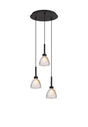 Lathen 2m Round 3 Light Pendant Cone Glass Satin Black