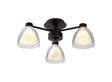 Lathen Semi Flush 3 Light Cone Glass Satin Black