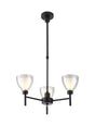 Lathen Telescopic 3 Light Pendant Cone Glass Satin Black