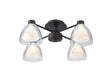 Lathen Semi Flush 4 Light Cone Glass Satin Black