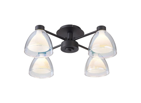 Lathen Semi Flush 4 Light Cone Glass Satin Black