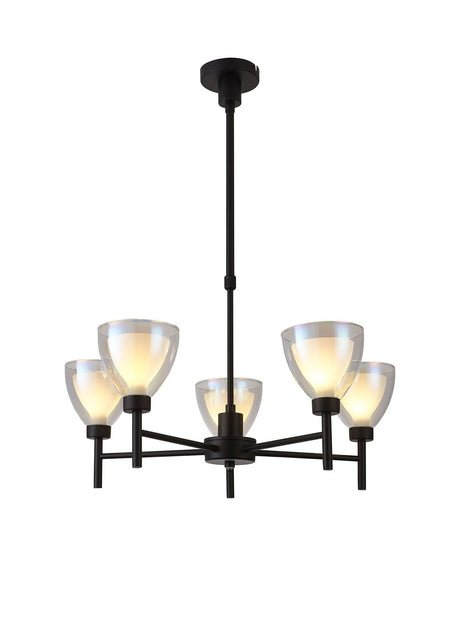 Lathen Telescopic 5 Light Pendant Cone Glass Satin Black