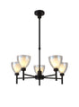 Lathen Telescopic 5 Light Pendant Cone Glass Satin Black