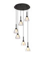 Lathen 2.5m Round 6 Light Pendant Cone Glass Satin Black