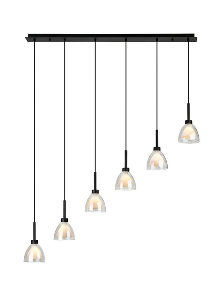 Lathen 2m Linear 6 Light Pendant Cone Glass Satin Black