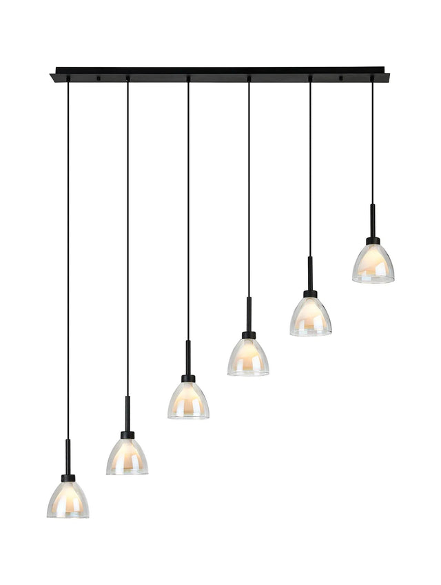 Lathen 2m Linear 6 Light Pendant Cone Glass Satin Black