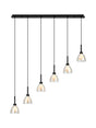 Lathen 2m Linear 6 Light Pendant Cone Glass Satin Black