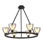 Lathen Round Fixed 6 Light Pendant Cone Glass Satin Black