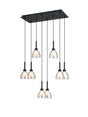 Lathen 2m Rectangle 8 Light Pendant Cone Glass Satin Black