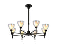 Lathen Telescopic 8 Light Pendant Cone Glass Satin Black