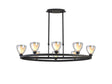 Lathen Oval Telescopic 8 Light Pendant Cone Glass Satin Black