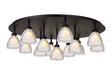 Lathen 80cm Round Flush 13 Light Cone Glass Satin Black