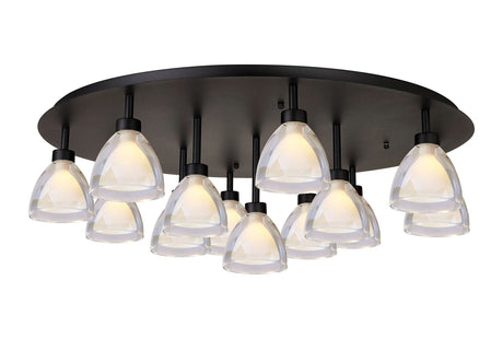 Lathen 80cm Round Flush 13 Light Cone Glass Satin Black