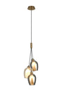 Lathen Drop Cluster Pendant, 3 x G9, Antique Brass/Smoked/Cognac/Inner Frosted Wine Glass