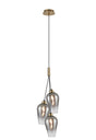 Lathen Drop Cluster Pendant, 3 x G9, Antique Brass/Smoke Fade/Clear Pear Glass