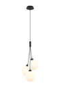 Lathen Drop Cluster Pendant, 3 x G9, Satin Black/Opal Globe