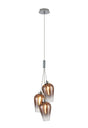 Lathen Drop Cluster Pendant, 3 x G9, Polished Chrome/Copper Fade Pear Glass