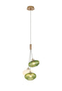 Lathen Drop Cluster Pendant, 3 x G9, French Gold/Green/Opal Oval Sphere Ribbed Glass