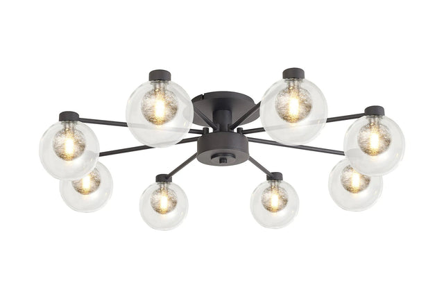 Lathen Satin Black 8 x G9 Flush Light