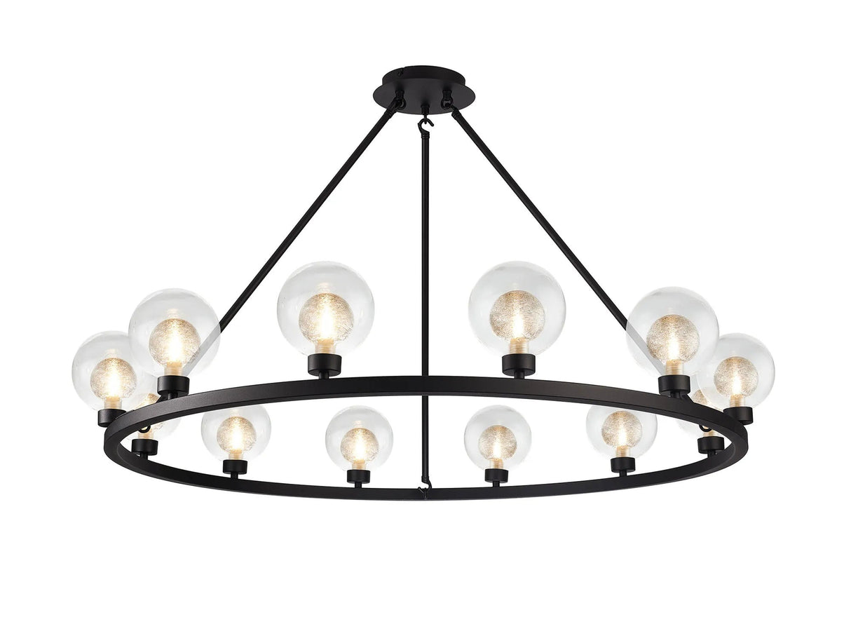 Lathen Satin Black 12 Light Round G9 Fixed Pendant
