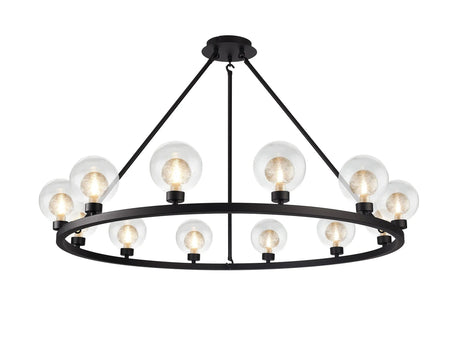 Lathen Satin Black 12 Light Round G9 Fixed Pendant