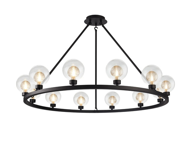 Lathen Satin Black 12 Light Round G9 Fixed Pendant