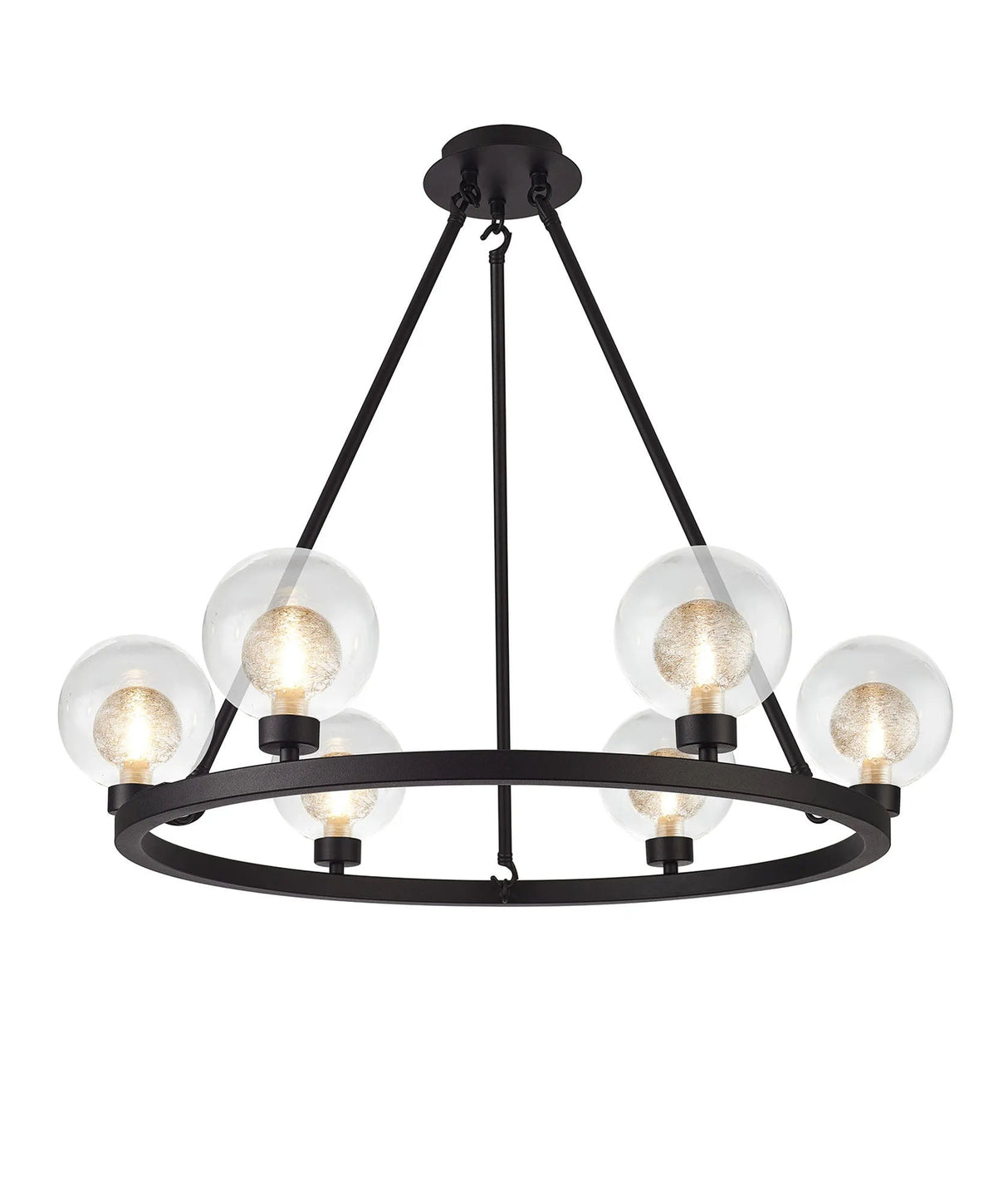 Lathen Satin Black 6 Light Round G9 Fixed Pendant