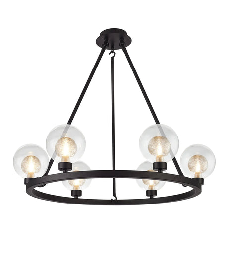Lathen Satin Black 6 Light Round G9 Fixed Pendant