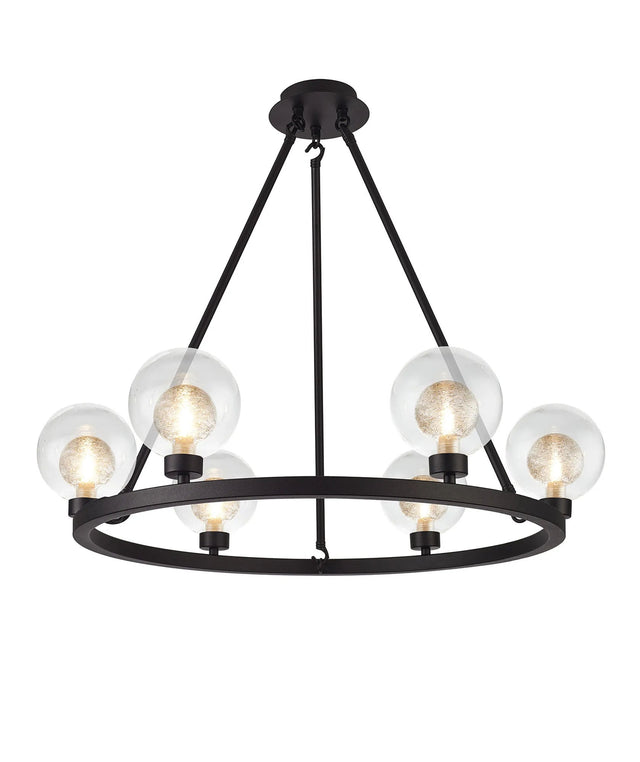Lathen Satin Black 6 Light Round G9 Fixed Pendant