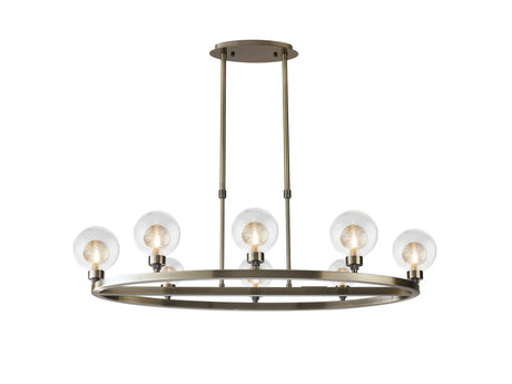 Lathen Antique Brass 8 Light Oval G9 Telescopic Light