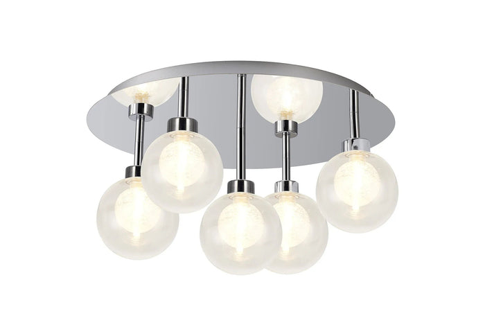 Lathen Polished Chrome Round 5 x G9 Flush Light