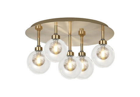 Lathen Antique Brass Round 5 x G9 Flush Light