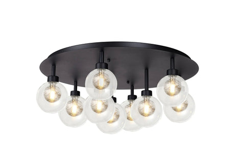 Lathen Satin Black Round 9 x G9 Flush Light