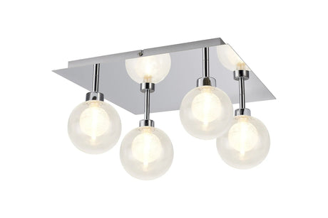 Lathen Polished Chrome Square 4 x G9 40cm Flush Light