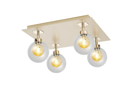 Lathen French Gold Square 4 x G9 40cm Flush Light