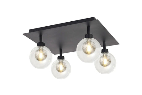 Lathen Satin Black Square 4 x G9 40cm Flush Light