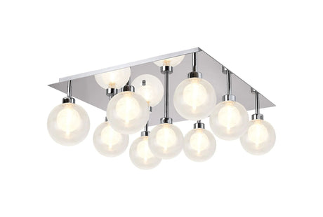 Lathen Polished Chrome/Satin Chrome Square 9 x G9 Flush Light