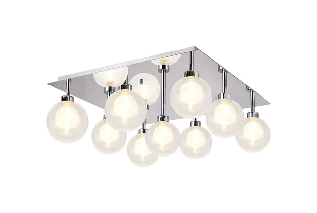 Lathen Polished Chrome/Satin Chrome Square 9 x G9 Flush Light