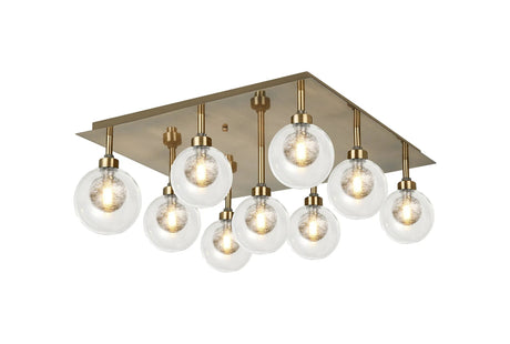 Lathen Antique Brass/Satin Chrome Square 9 x G9 Flush Light