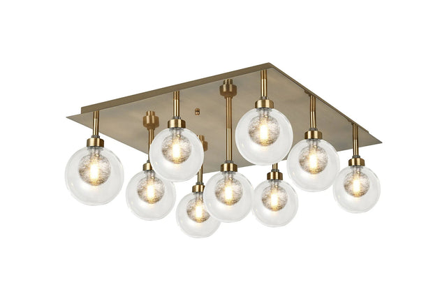 Lathen Antique Brass/Satin Chrome Square 9 x G9 Flush Light